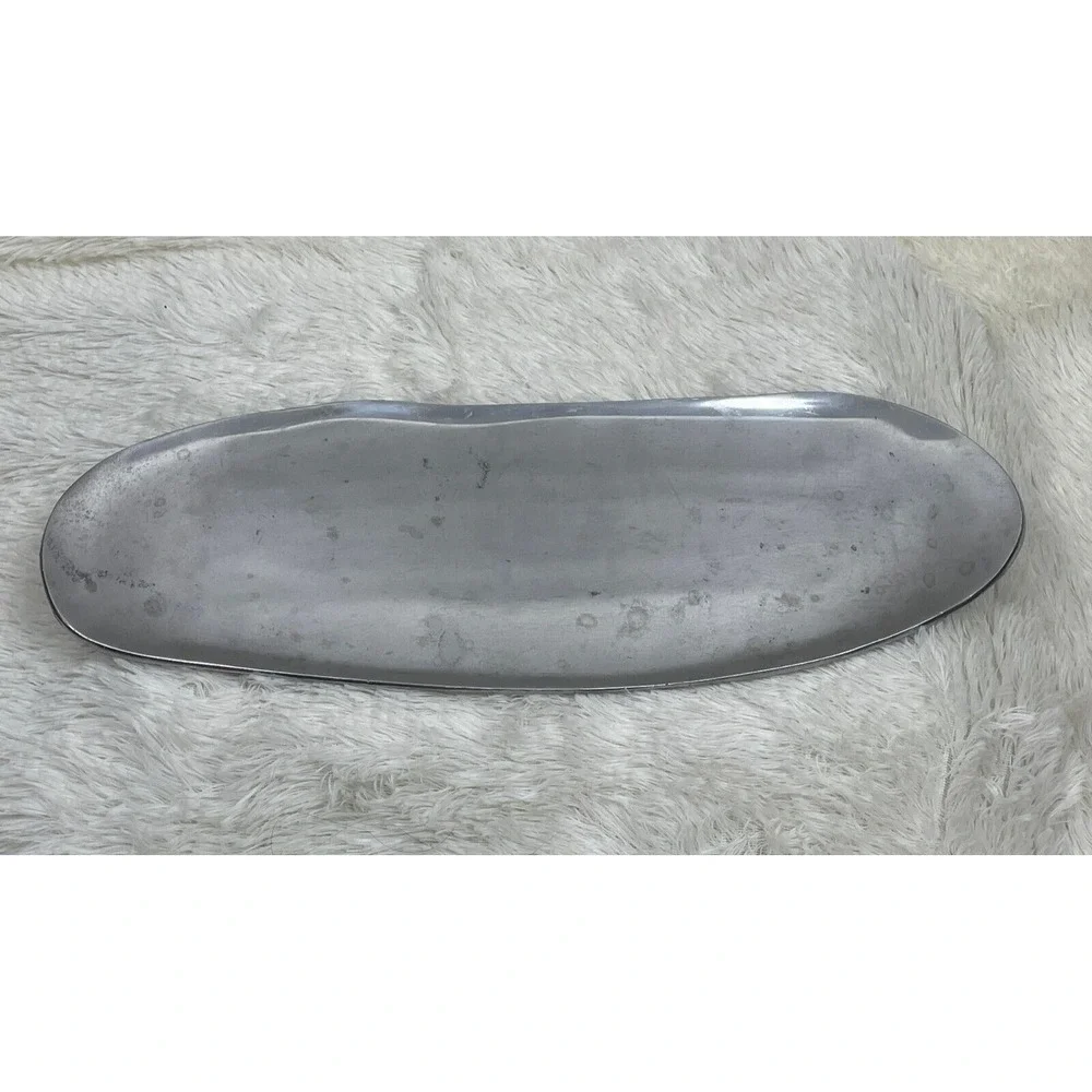 POTTERY BARN Silver Metal CANDLE Pillar HOLDER TRAY OBLONG‎ large Modern 17 inch